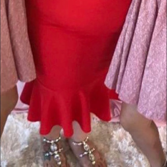 The red off the shoulder dress - Picture 2 of 2
